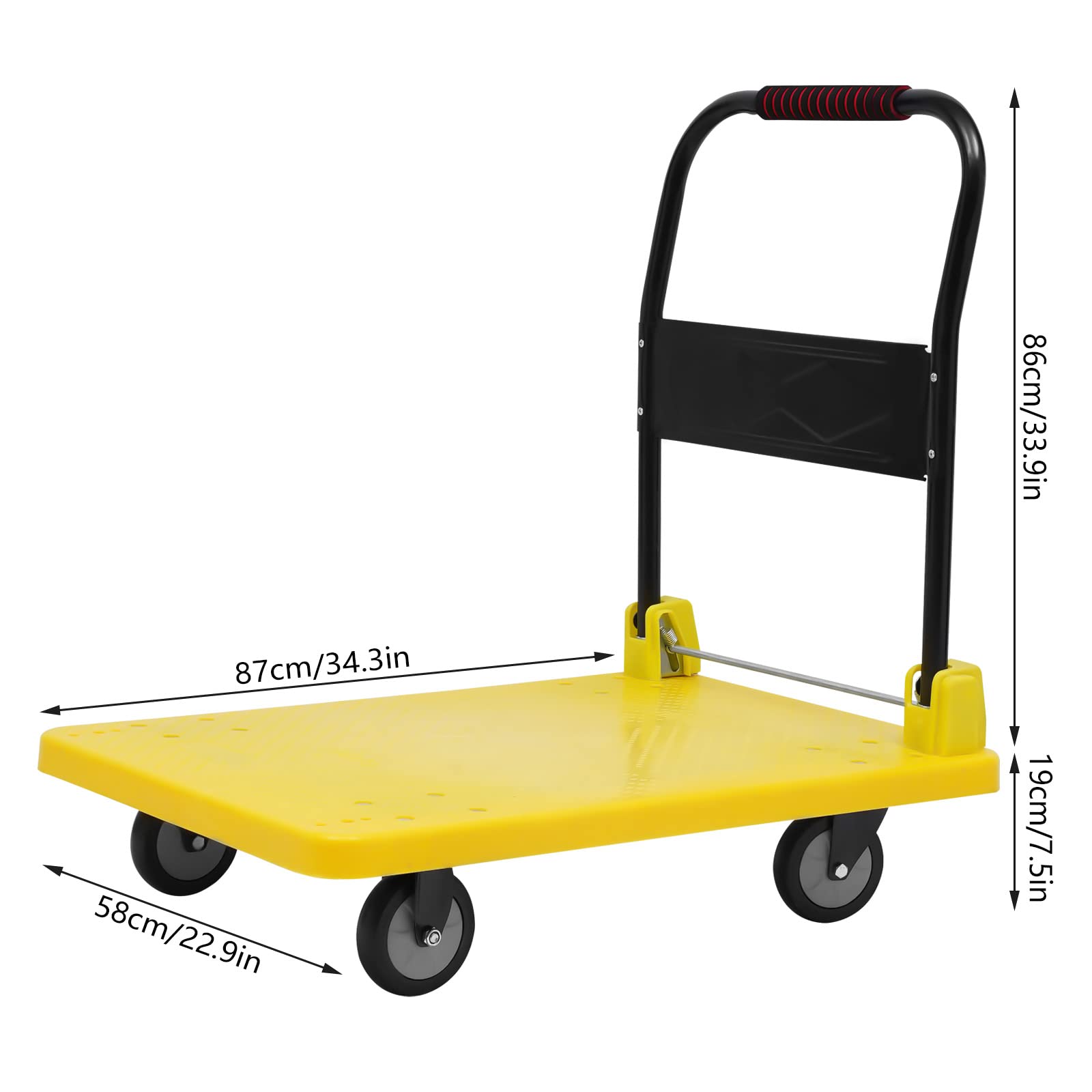 Transportwagen Klappbar Plattformwagen Sackkarre Bis 400 kg Tragkraft Gelb Lastenwagen Transporthilfe mit Lenkrollen