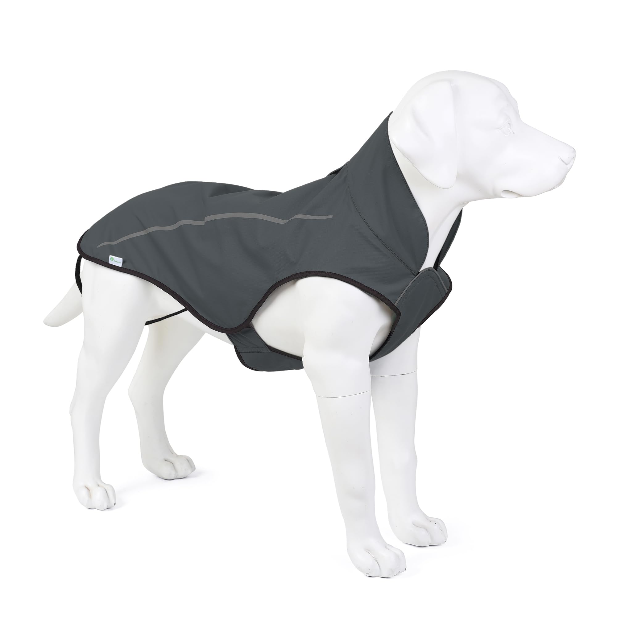 Milla de Vida Alta | Chubasquero para Perros | Ropa para Mascotas Ajustable e Impermeable | Chaqueta Impermeable Ligera con Raya Reflectante | Fácil de Poner (Gris Oscuro, S)