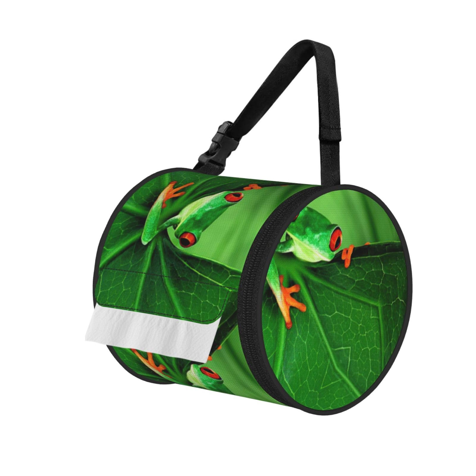 Cute Frog Print Fashion Tissues Organizer Box, Hanging Tissue Holder For Purse Coins For Car Office Daily Outing