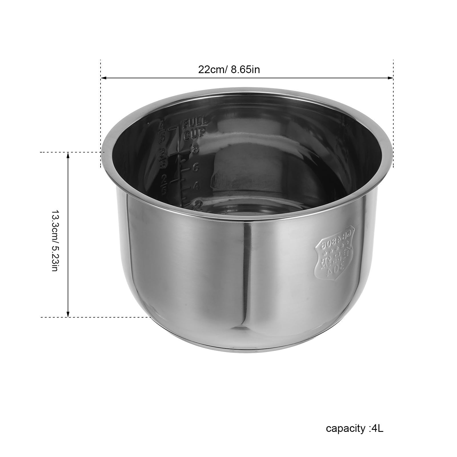 Olla Interior de Cocción para Cocedora de Arroz 4l de Acero Inoxidable