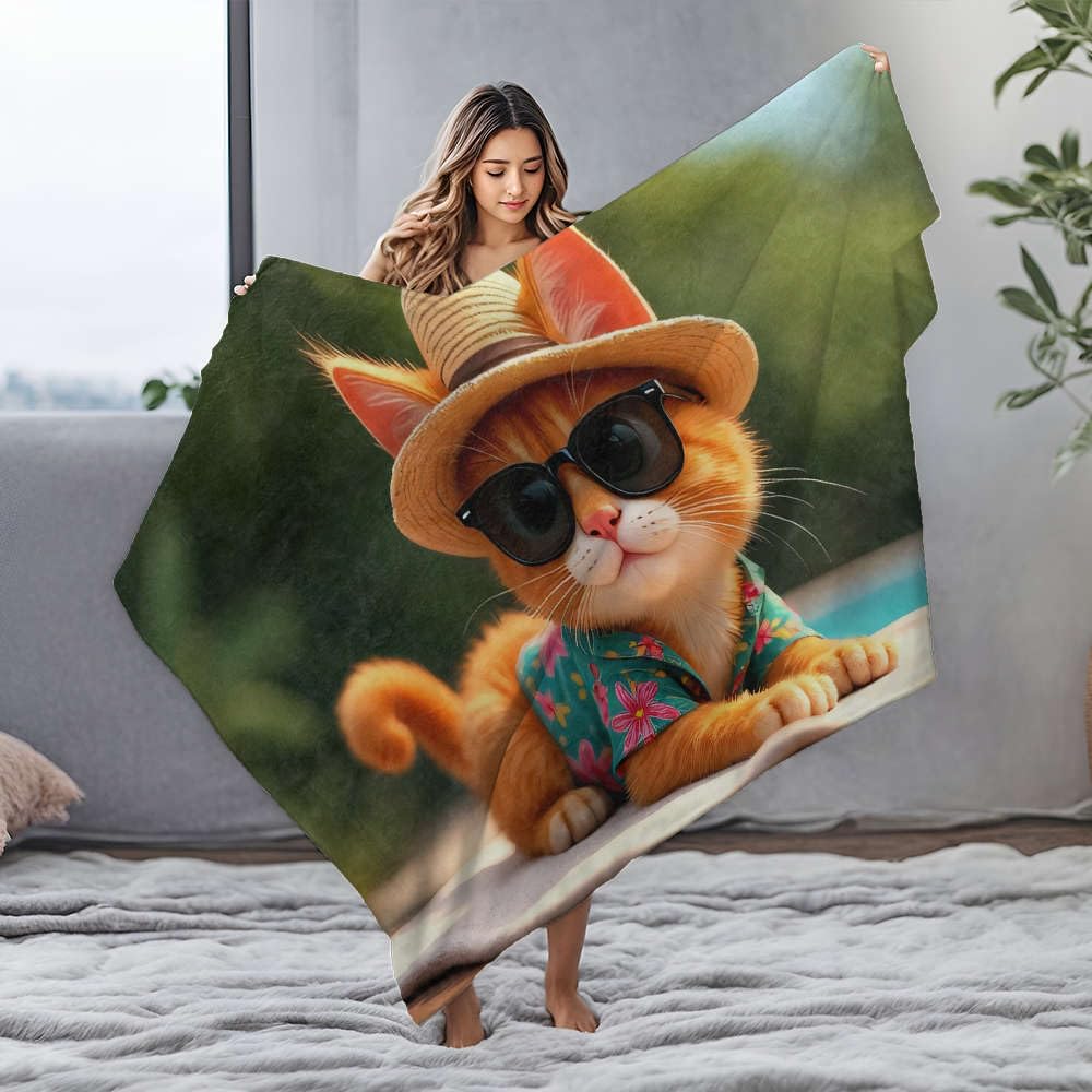 Grande couverture 150 x 200 cm chat à lunettes : le cadeau idéal