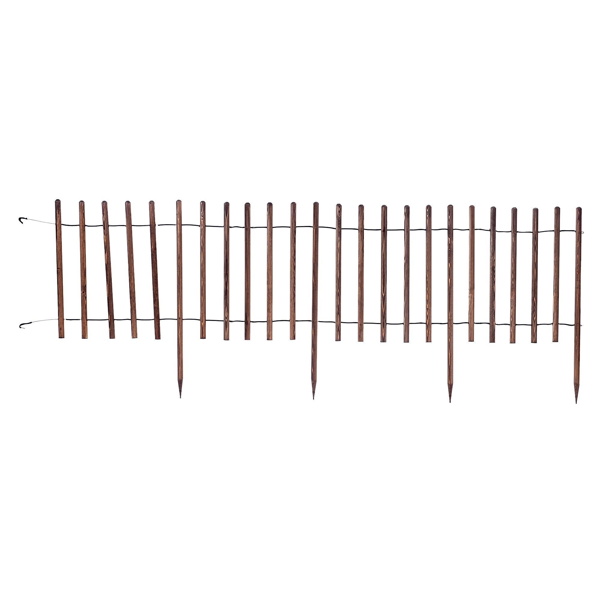 KADAX Bordo per aiuole, recinzione in legno resistente alle intemperie, bordo per aiuole con collegamento in filo di acciaio, bordo per prato, bordo per giardino, aiuole o parco (80 x 230 cm)