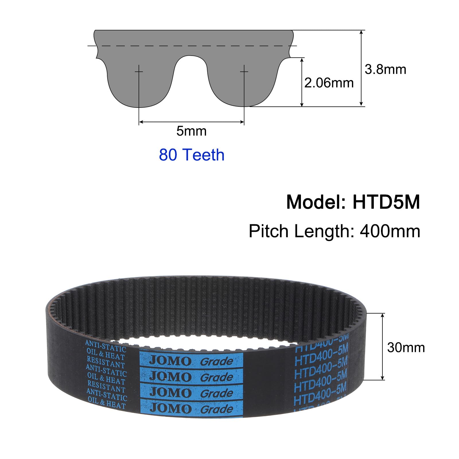 QUARKZMAN Courroie De Distribution En Caoutchouc HTD-5M De 55 Dents