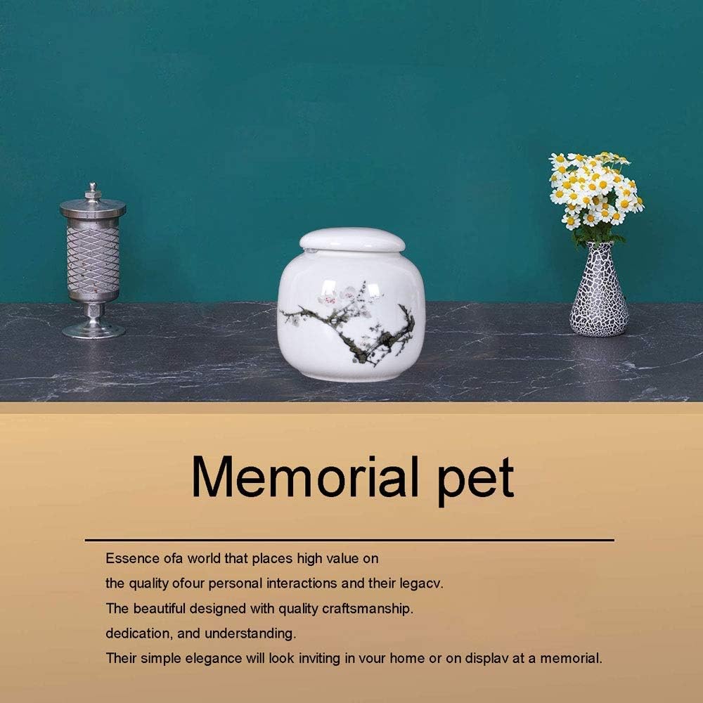 Ceramic Pet Urns for Ashes of Medium Animal Cans Pet Ash Box Store in Living Room Bedroom Winter Plum Flower Pattern