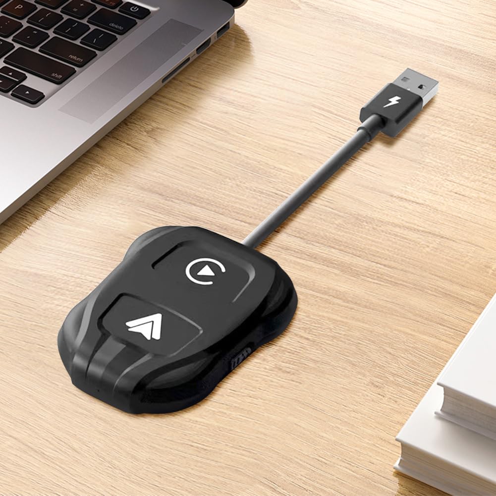 Mini AI Box compatibile con Bluetooth Plug and Play USB WIFI 5Ghz cablato a wireless Carplay Auto Adattatore wireless for iOS 12+/ 11+ Telefono