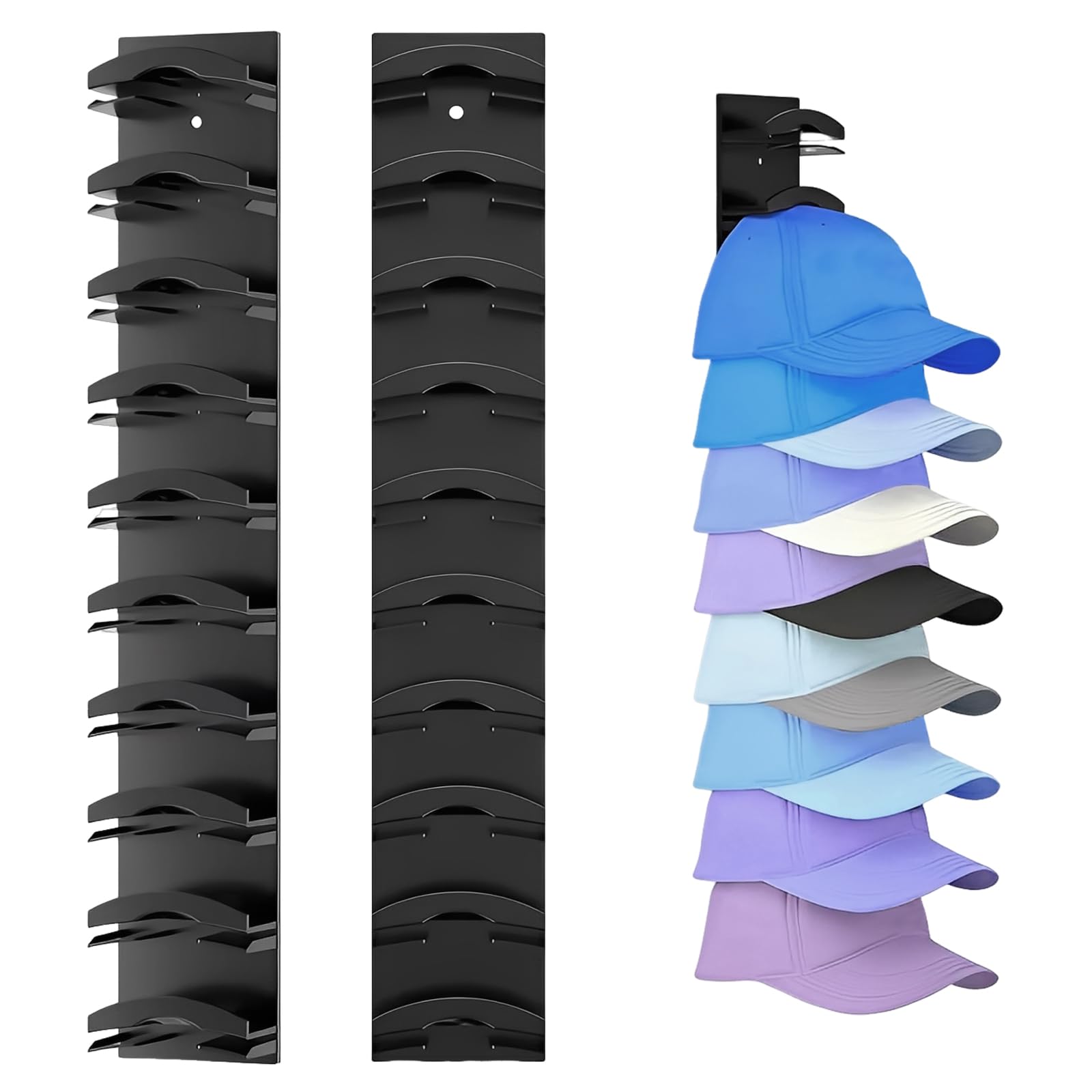 DYHNQE 3 Pack Hat Stand, Adhesive Hat Organiser Wall Mounted Hold Up to 30 Hats Cap Holder for Baseball Caps Baseball Cap Storage for Wall Bedroom Door Closet
