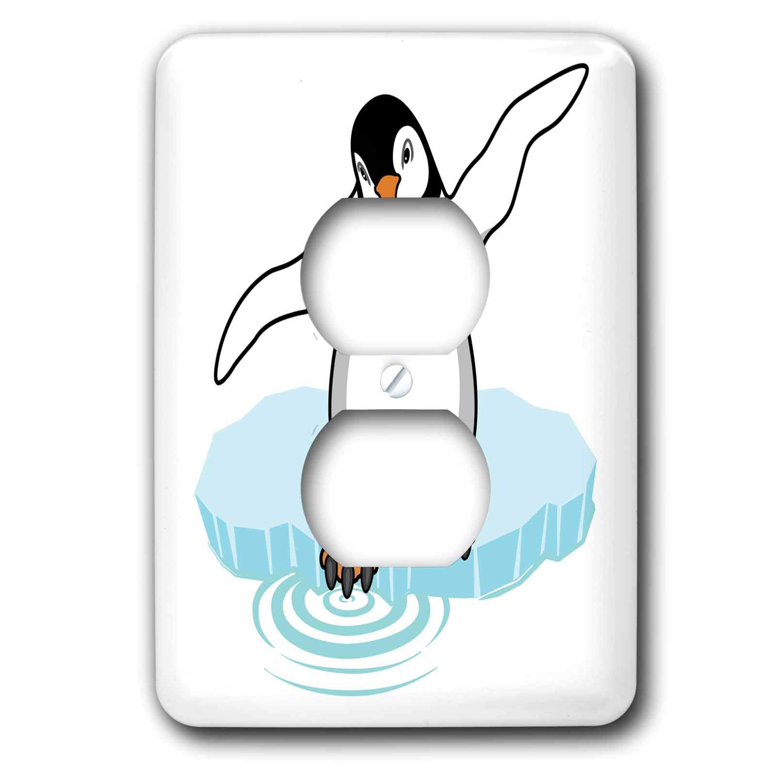 Pingouin Cartoon 2 prises cache-prise décoratif robuste et facile à installer