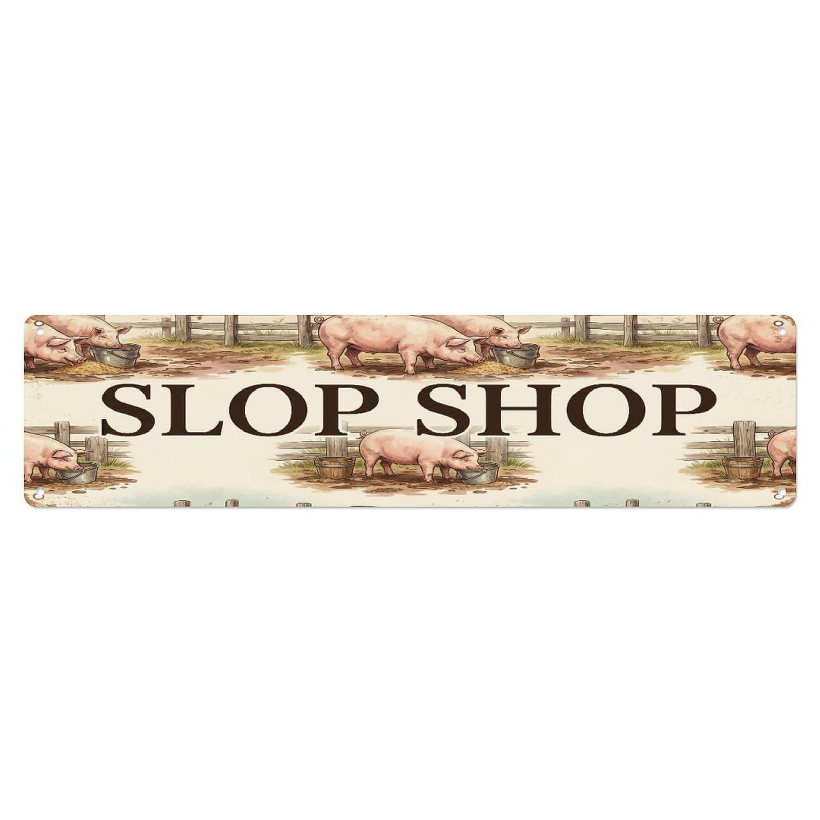 Xanthor Style Metal Tin Sign Vintage Yard Mud Pig Farmhouse Funny Pig Backyard Farm