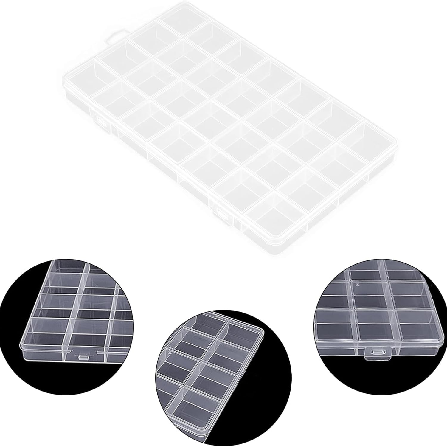Confezione Da 2 Grandi Scatole Portaoggetti Trasparenti In Plastica Con 48 Griglie E Divisori Regolabili Organizer Per Gioielli E Perline~p125877162