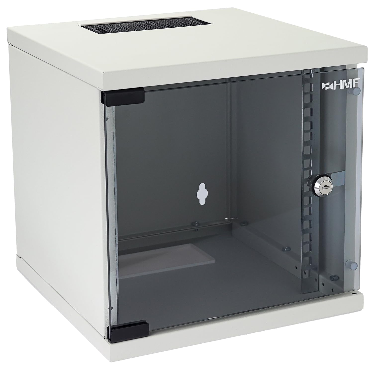 HMF 63406-07 Armadio di rete, armadio server 10 pollici | 6 U | profondità 300 mm | completamente assemblato | porta in vetro | grigio chiaro