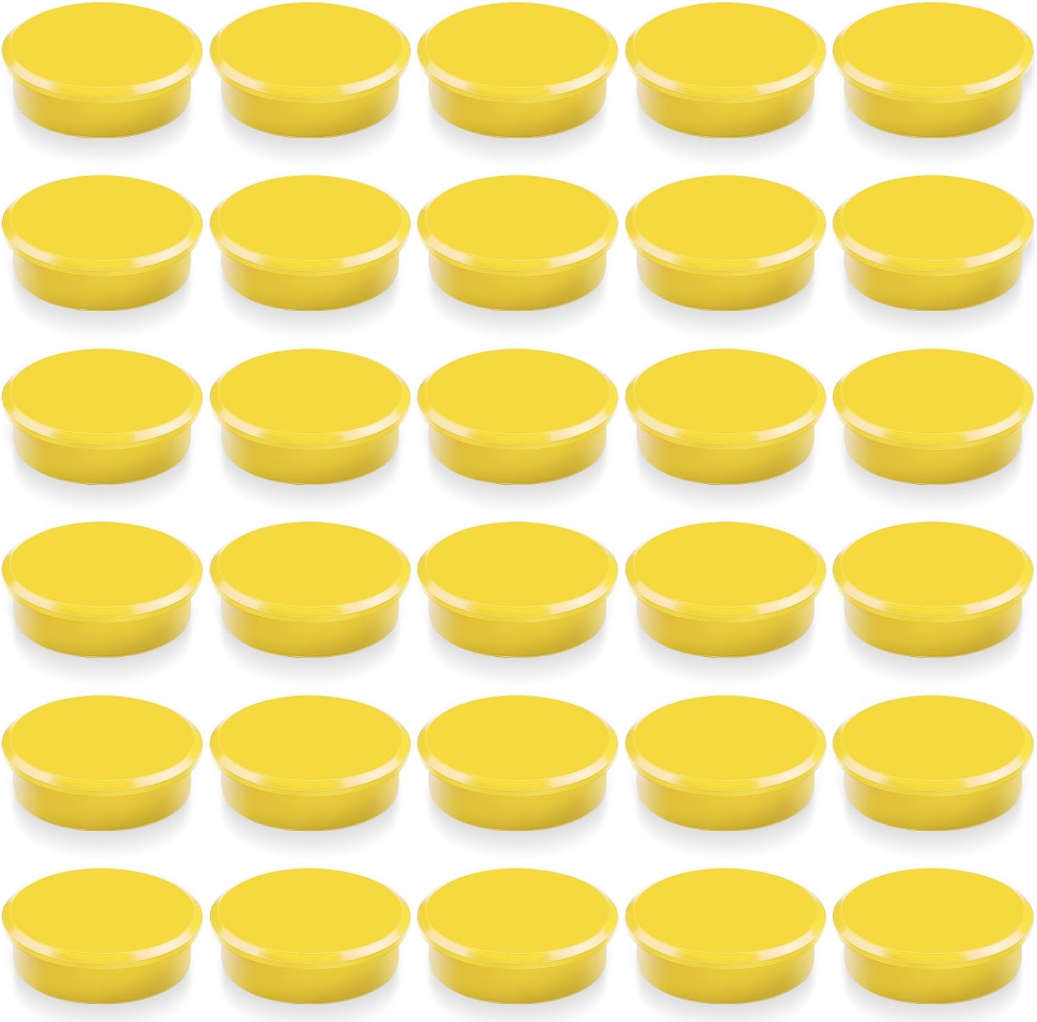 Fridge Magnets, 30pcs Strong Refrigerator Magnets, Heavy Duty Small Magnets for Whiteboard, Office, Classroom, Lockers, Maps, DIY Crafts - Cute Mini Round Magnet for Fridge, Kitchen (Yellow)
