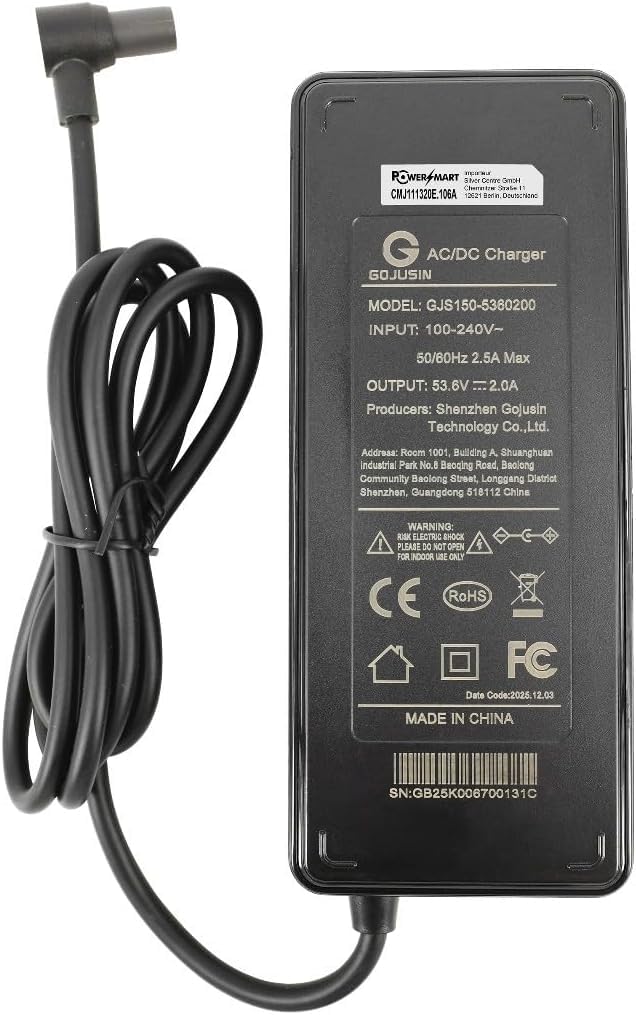 PowerSmart Chargeur 53,6 V 2 A pour scooter électrique Xiaomi 6 Pro (48 V)