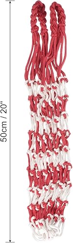 Miniatura 2 de PATIKIL Bolsa de red de baloncesto paquete de 2 bolsas de transporte deportivas de malla alargada duradera para voleibol fútbol fútbol rojo y blanco