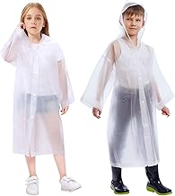 Vicloon Kids Rain Coat for Girls and Boys, Portable Raincoat Rain Poncho Kids Waterproof with Hoods and Sleeves, Rain Resistant Poncho for Camping, Emergency Situations, Travel
