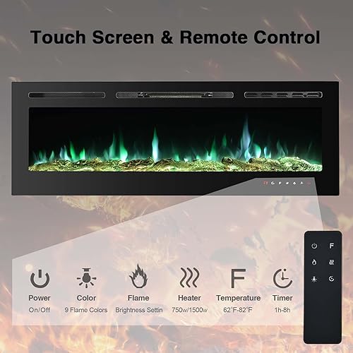 Miniatura 3 de Insertos de chimenea eléctrica de 70 pulgadas chimenea montada en la pared chimenea eléctrica empotrada chimenea LED chimenea lineal 7501500 W