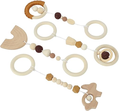 VINGVO Stroller Pendant Toys, 4pcs Ecofriendly Color Cognition Baby Playground Toy for Toddlers Home (Coffee)