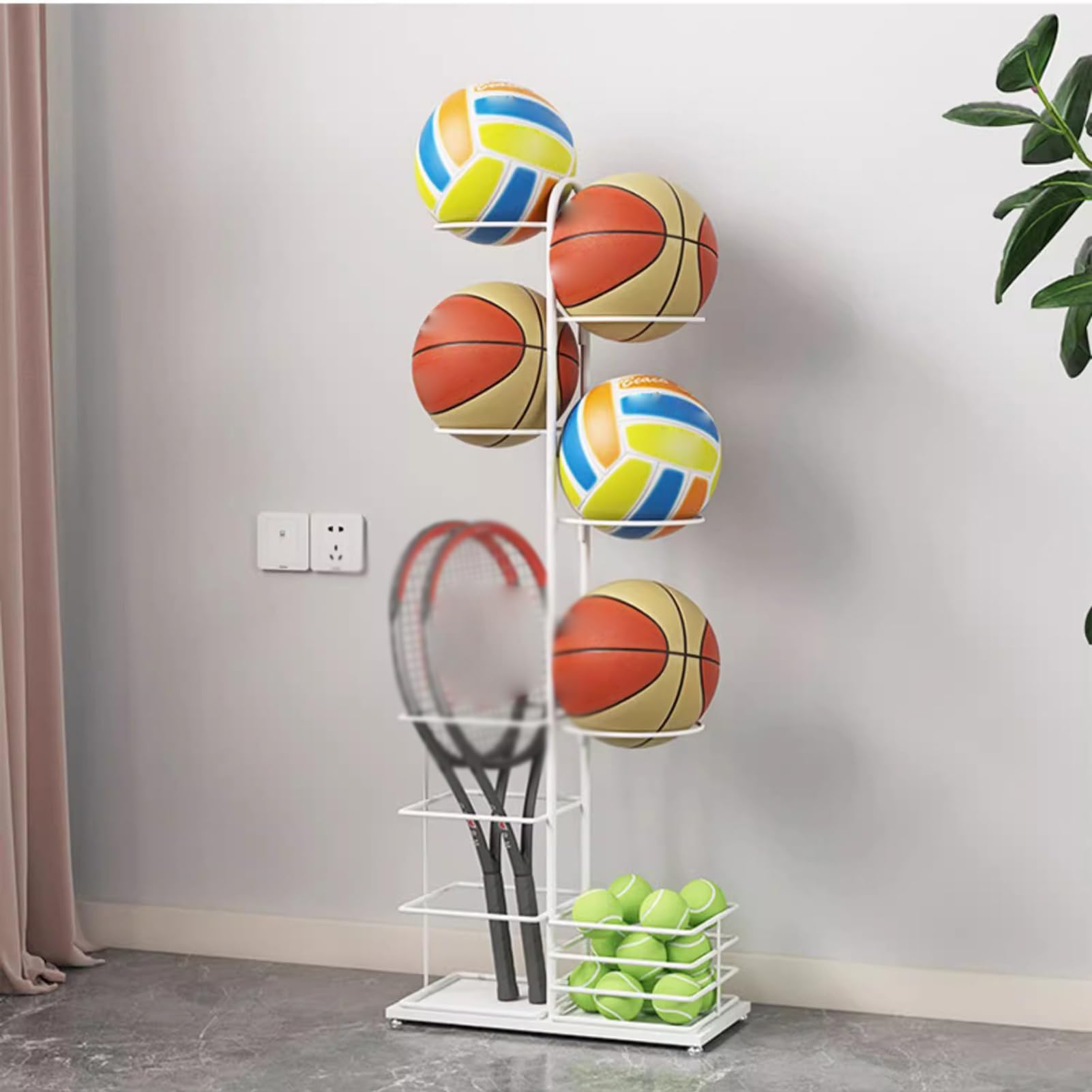 Supporto per pallacanestro verticale per attrezzatura sportiva, per palestra, 115 x 22 x 45 cm, colore: bianco