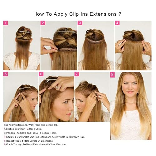 Miniatura 9 de Alishow Extensiones de cabello humano real con clip para mujeres negras, 22 pulgadas, cabello virgen con clip de cabeza completa, sin procesar, Remy