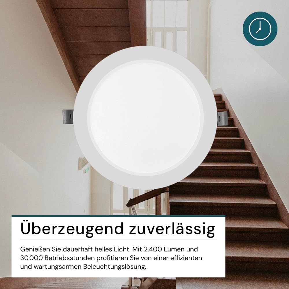 LUXULA LED Einbauleuchte rund Weiß, 4 Stück Ø295x28mm, 24W 2400lm, IP44 Einbaustrahler flach CCT 2700K 4000K 6000K einstellbar, LED Deckenstrahler Einbauleuchte 230V Bad, Küche & Innenräume