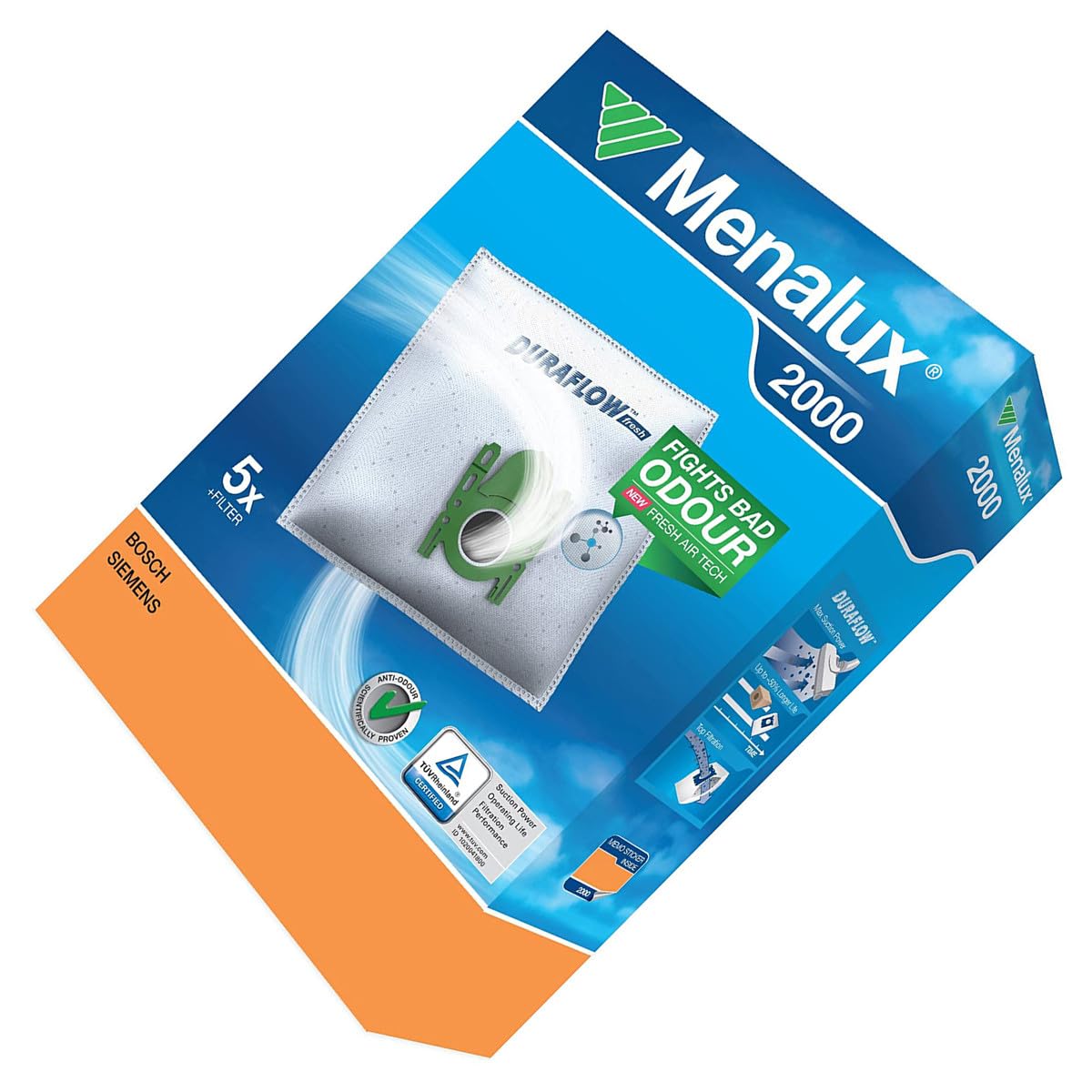 Menalux 2000 Vacuum Cleaner Bags 9001961466 Bosch Pack of 5