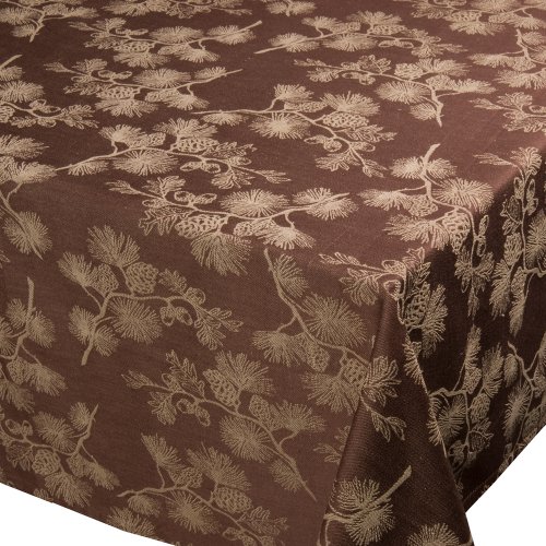 Now Designs, 55 by 55-Inch Tablecloth, Evergreen Jacquard, Chocolate