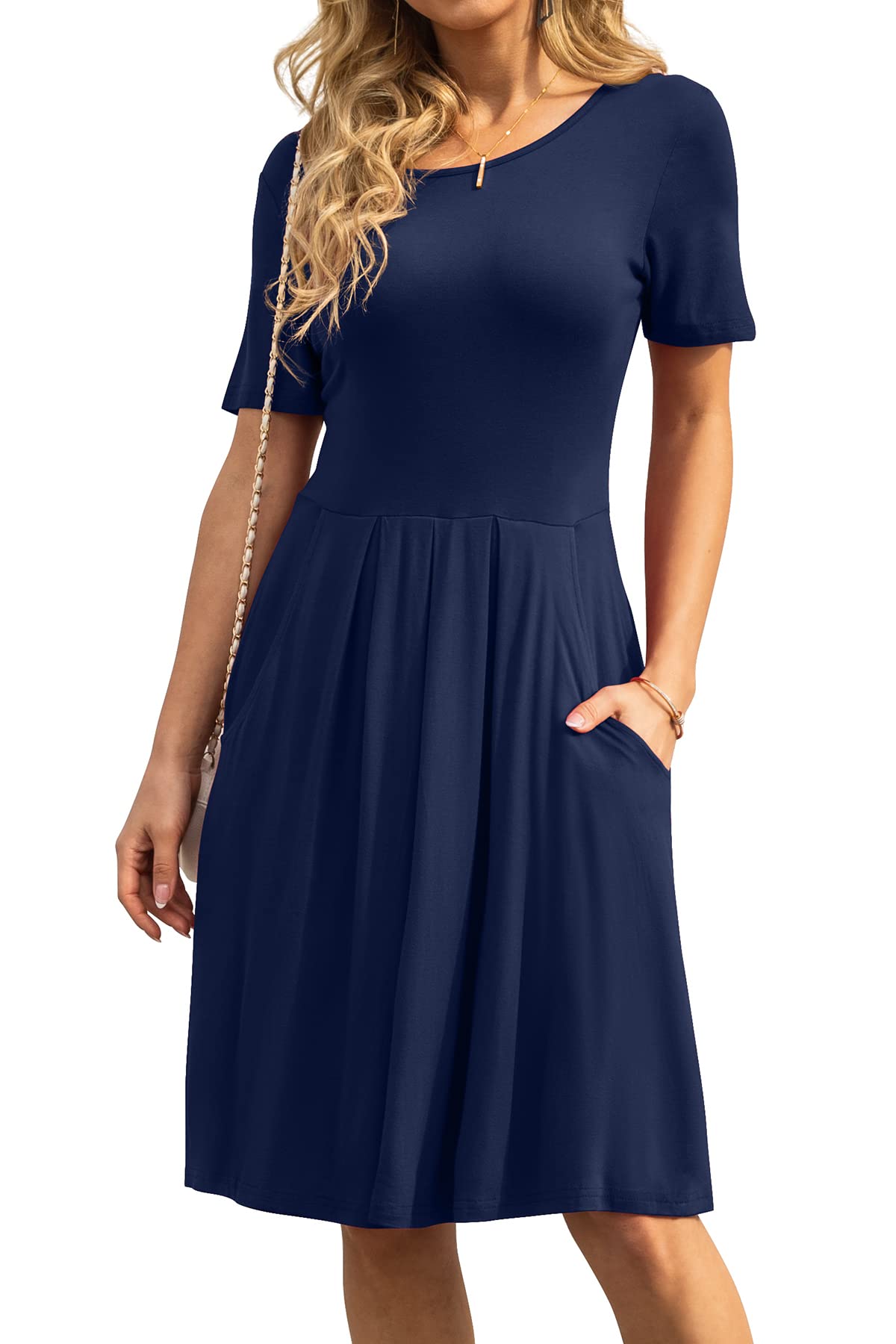 doubcq women's casual flowy pleated loose dresses with pockets size xl---DouBCQ Short Sleeve X-Large Navy Blue for sale | North Las Vegas, NV lila-brand