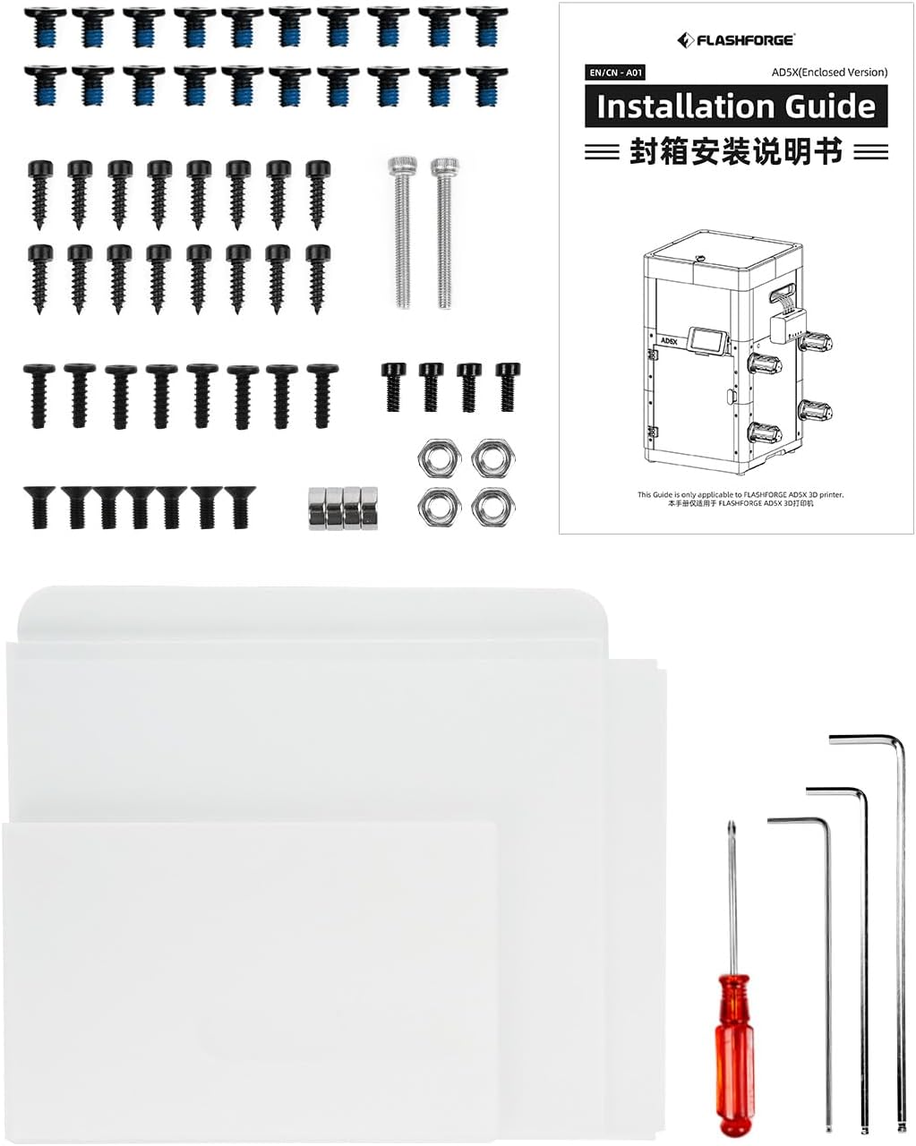 AD5X 3D Printer Upgrade Kit Enclosure Module, Constant Temperature Improved Surface Quality, Support Filaments Require High-Temp Like ABS/ASA and Block Odors