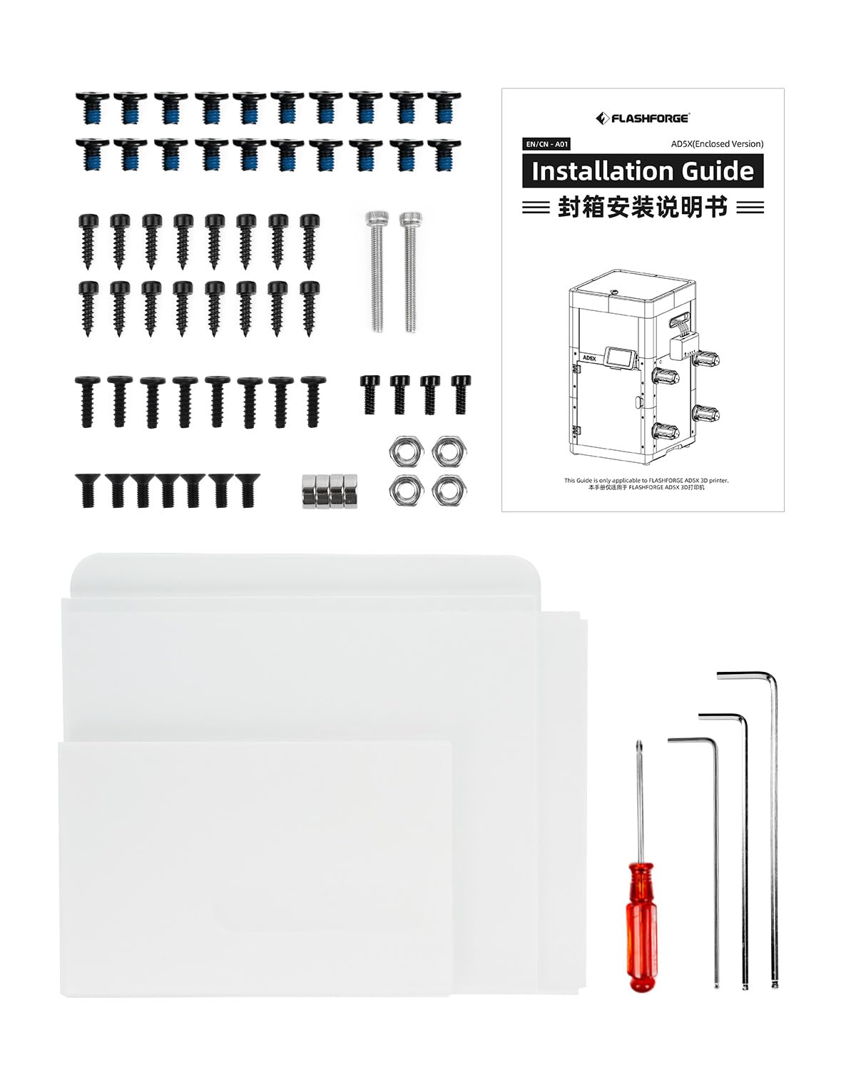 FLASHFORGE AD5X 3D Printer Upgrade Kit Enclosure Module, Constant Temperature Improved Surface Quality, Support Filaments Require High-Temp Like ABS/ASA and Block Odors