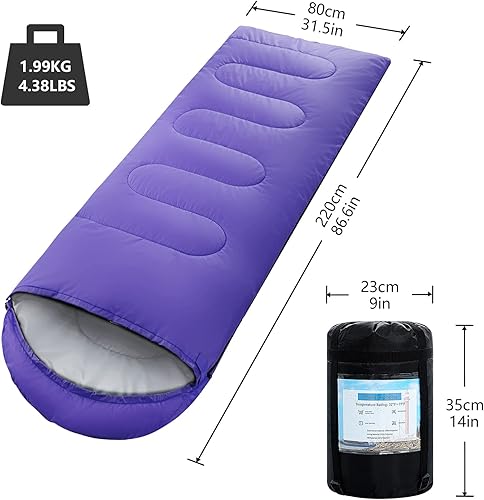 Miniatura 6 de ORTHOMTEX Saco de dormir para adultos, niños y niñas, para clima cálido y frío, ligero, impermeable, con bolsa compacta, ideal para senderismo de 3