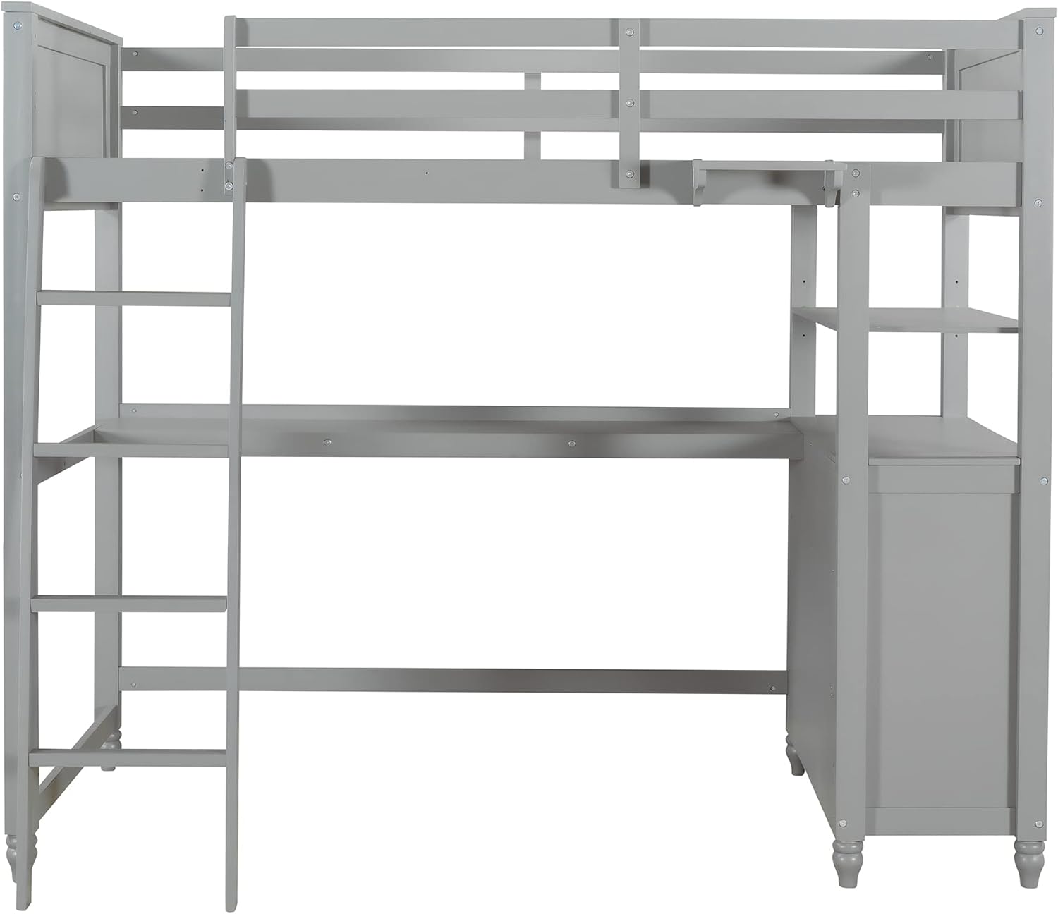 Bellemave Twin Size Loft Bed Frame with Drawers and Desk, Wooden Loft Bed with Shelves for Children Kids Adults and Teens, Loft Bunk Bed Storage Drawers for Boys and Girls, Gray