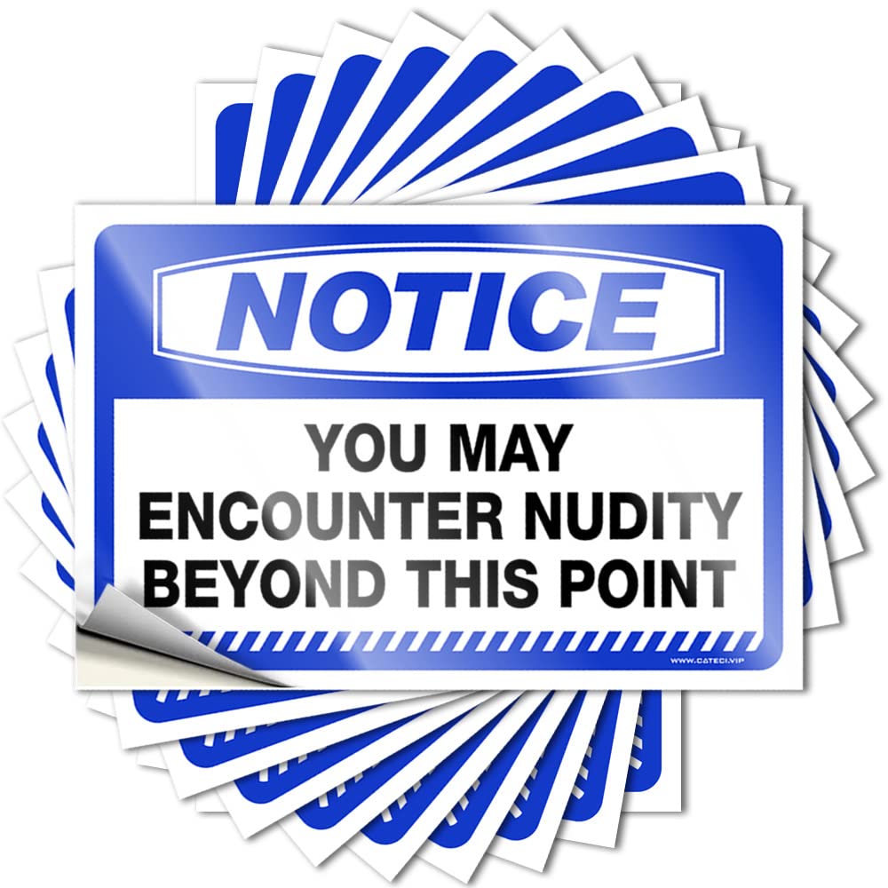 Fzfn Men's Colour Beauty Window Quote | Notice You May Encounter Nudity Beyond This Point Fluffy For Math Decor(8X12cm)