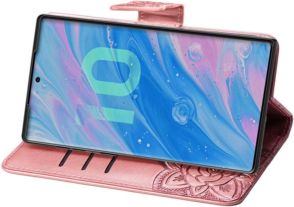 Samsung Galaxy Note 10 Plus Case Bling Diamond Butterfly Embossed Wallet Flip PU Leather Magnetic Card Slots with Stand Cover for Samsung Galaxy Note 10 Plus Diamond Butterfly Rose Gold SD - Image 5