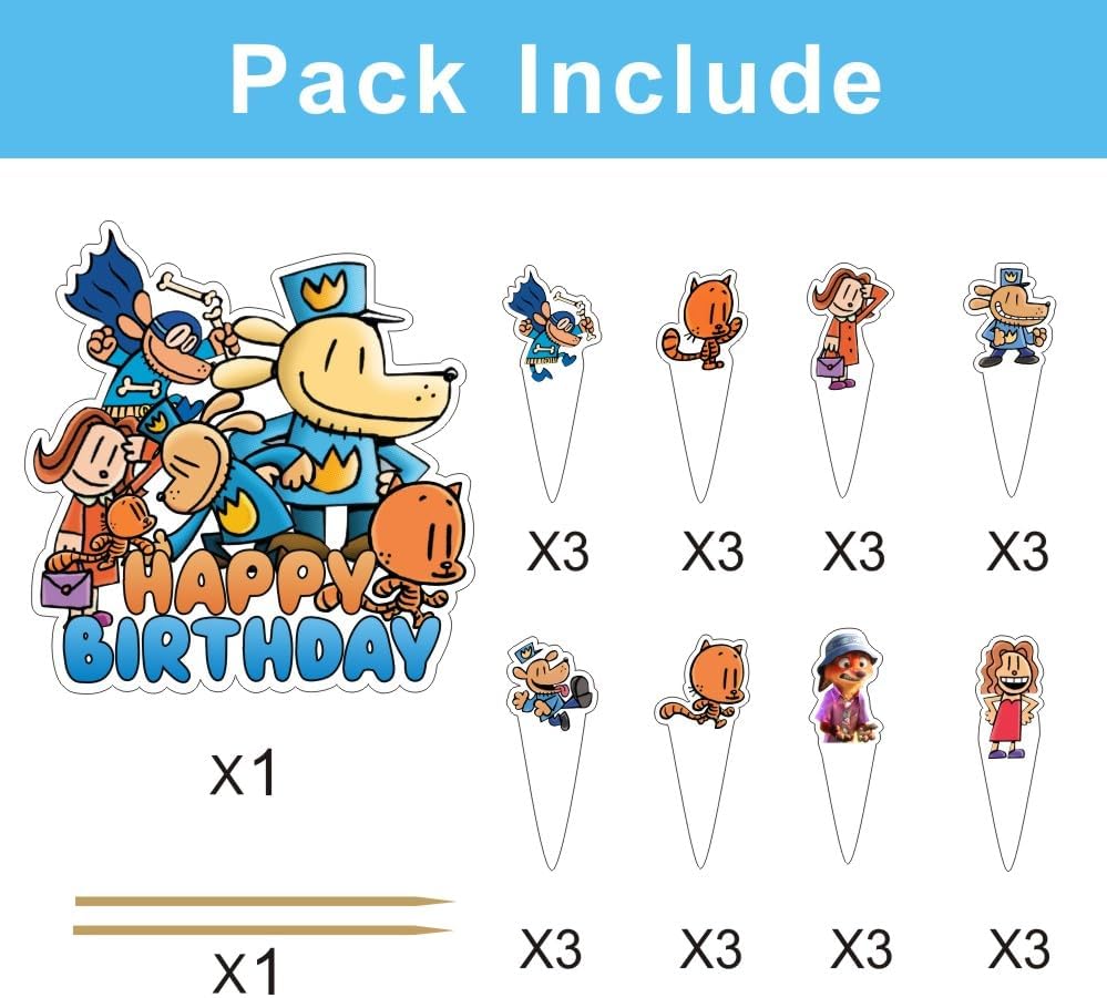 25pcs Dog Cartoon Man Cake Decorations with 1pcs Cake Topper, 24pcs Cupcake Toppers for The Dog Birthday Party Supplies image 4