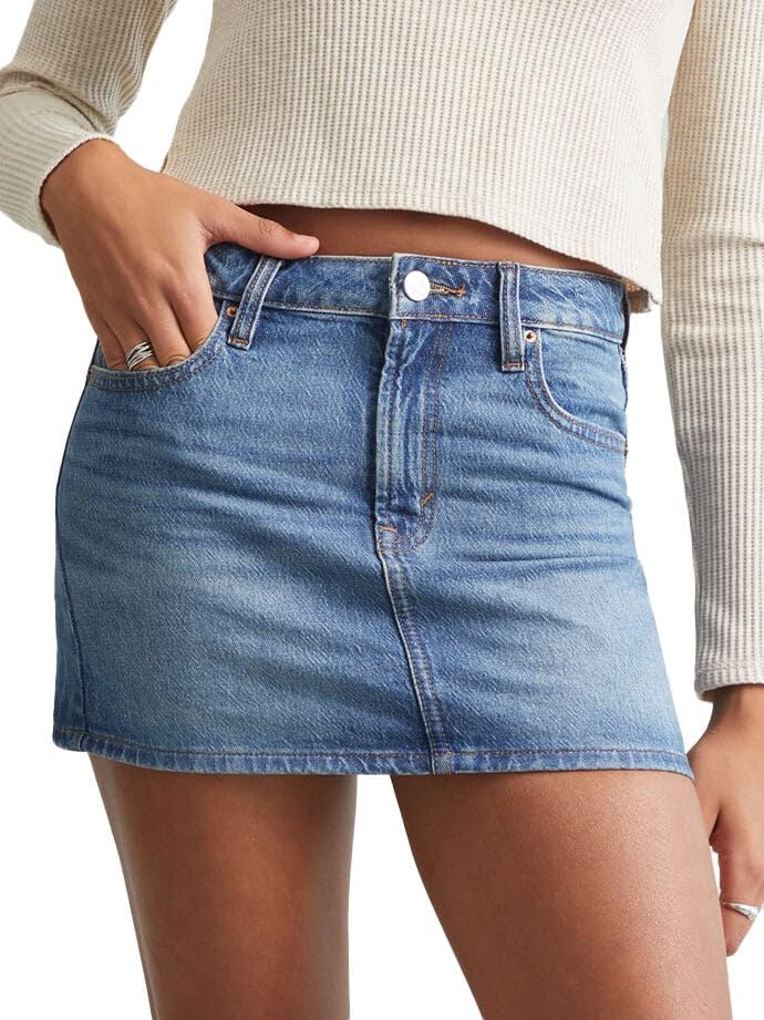 PacSun Womens Bella Stretch Dark Indigo Mid Rise Denim Mini Skirt - Multicolor