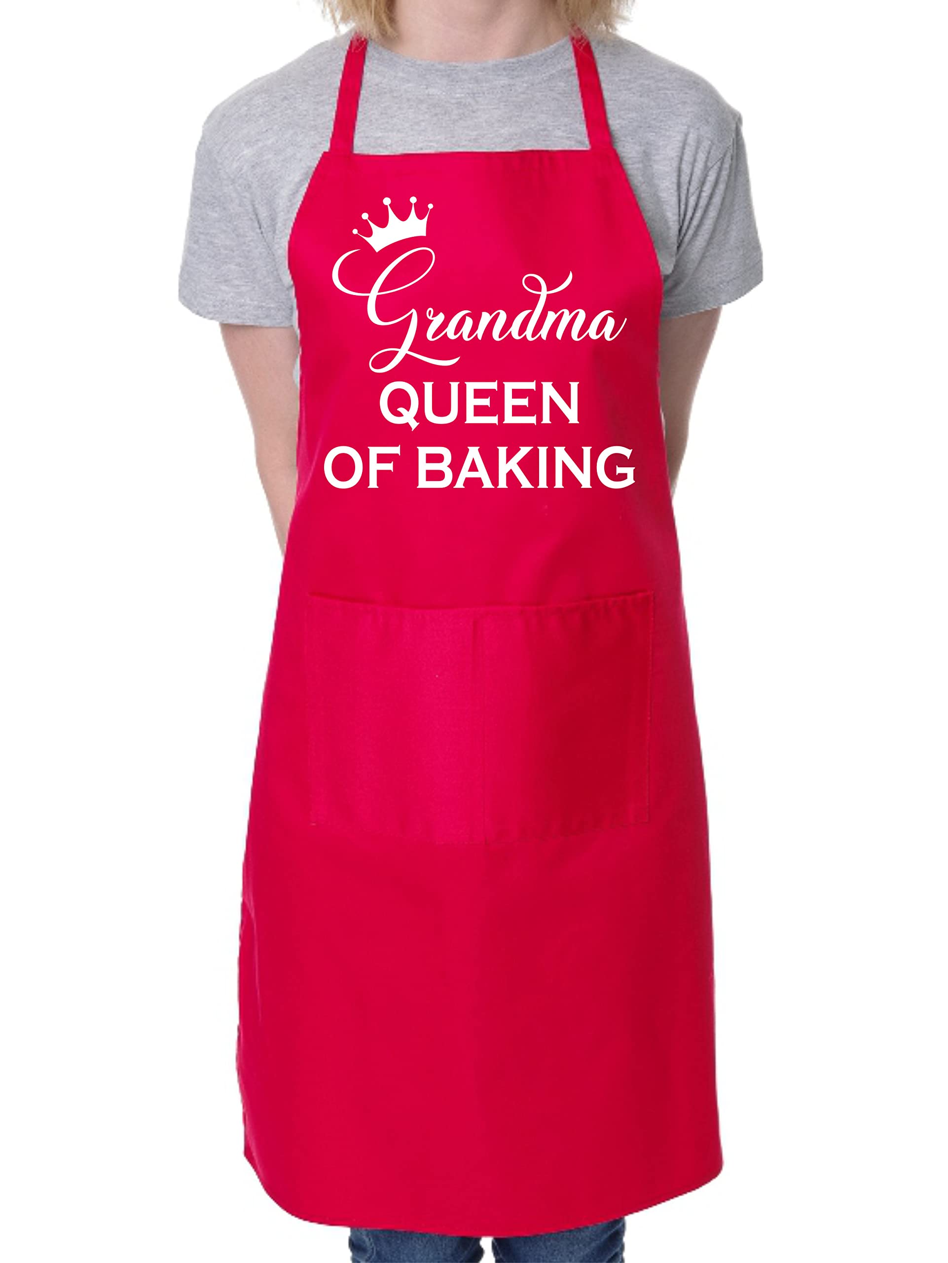 Print4U Grandma Queen of Baking Mother's Day Novelty Bakers Ladies Apron Red