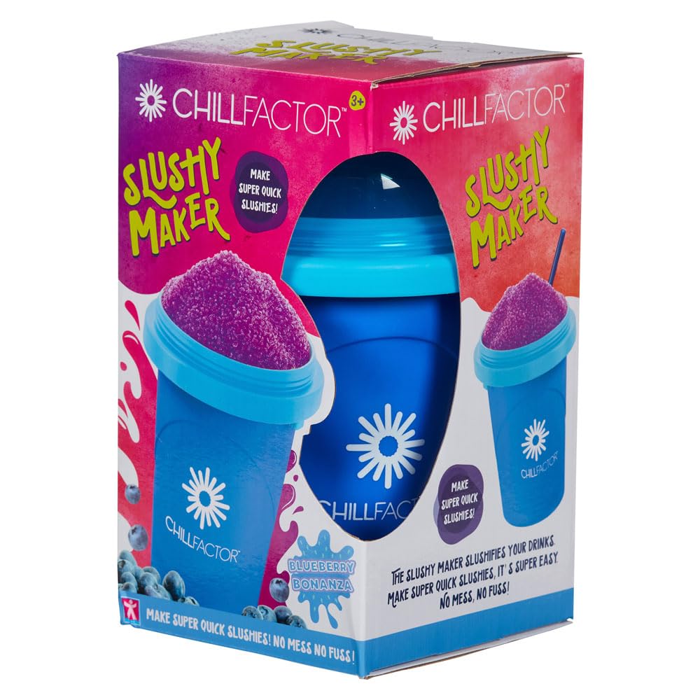 BANDAI - CHILLFACTOR CO08007 niebieska zabawka kuchenna - maszyna do granitowania ze słomką wielokrotnego użytku i słomką, zabawka rodzinna, idealna na prezent.