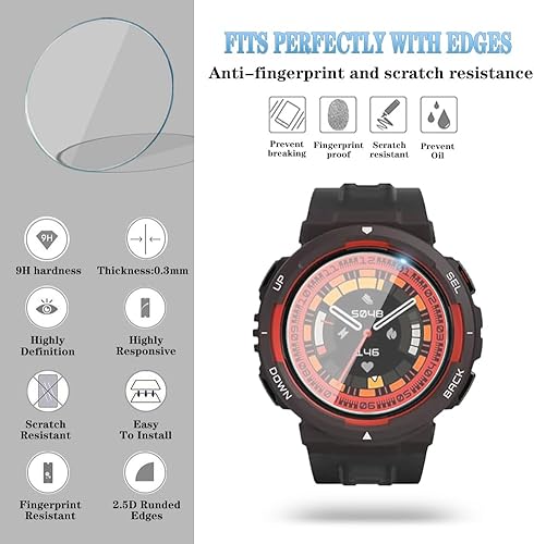 Miniatura 10 de HUADU Protector de pantalla de reloj (4+2 unidades) compatible con Amazfit Active, funda protectora de TPU suave, antiarañazos, alta definición,
