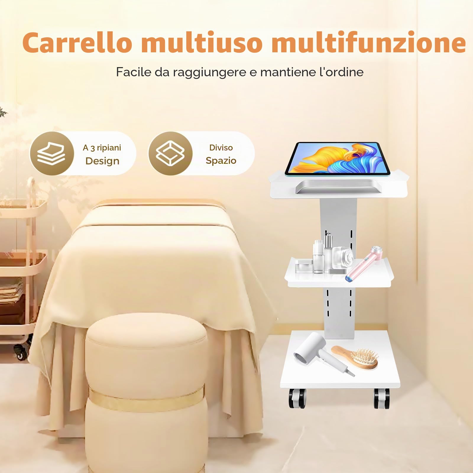 Carrello da laboratorio con prese elettriche, carrello rotante per clinica, supporto per strumenti odontoiatrici, carrello per attrezzature odontoiatriche, carrello ausiliario, carrello per