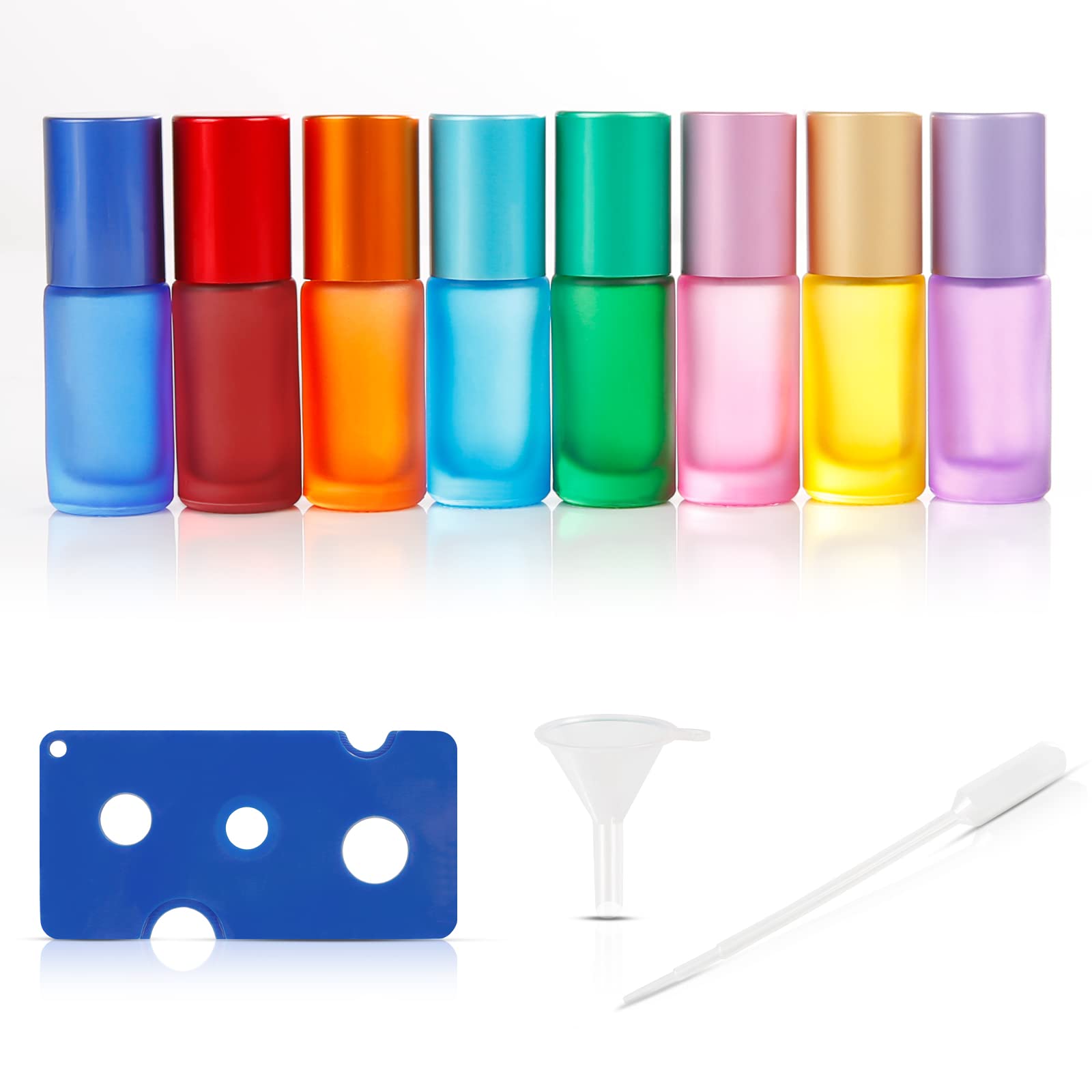 StarryTiger 8 Pack Botellas Roll On Cristal para Aceites Esenciales, Vidrio Botellas de Aceites Esenciales con Rodillos, para Perfumes, Aromaterapia - 5ml