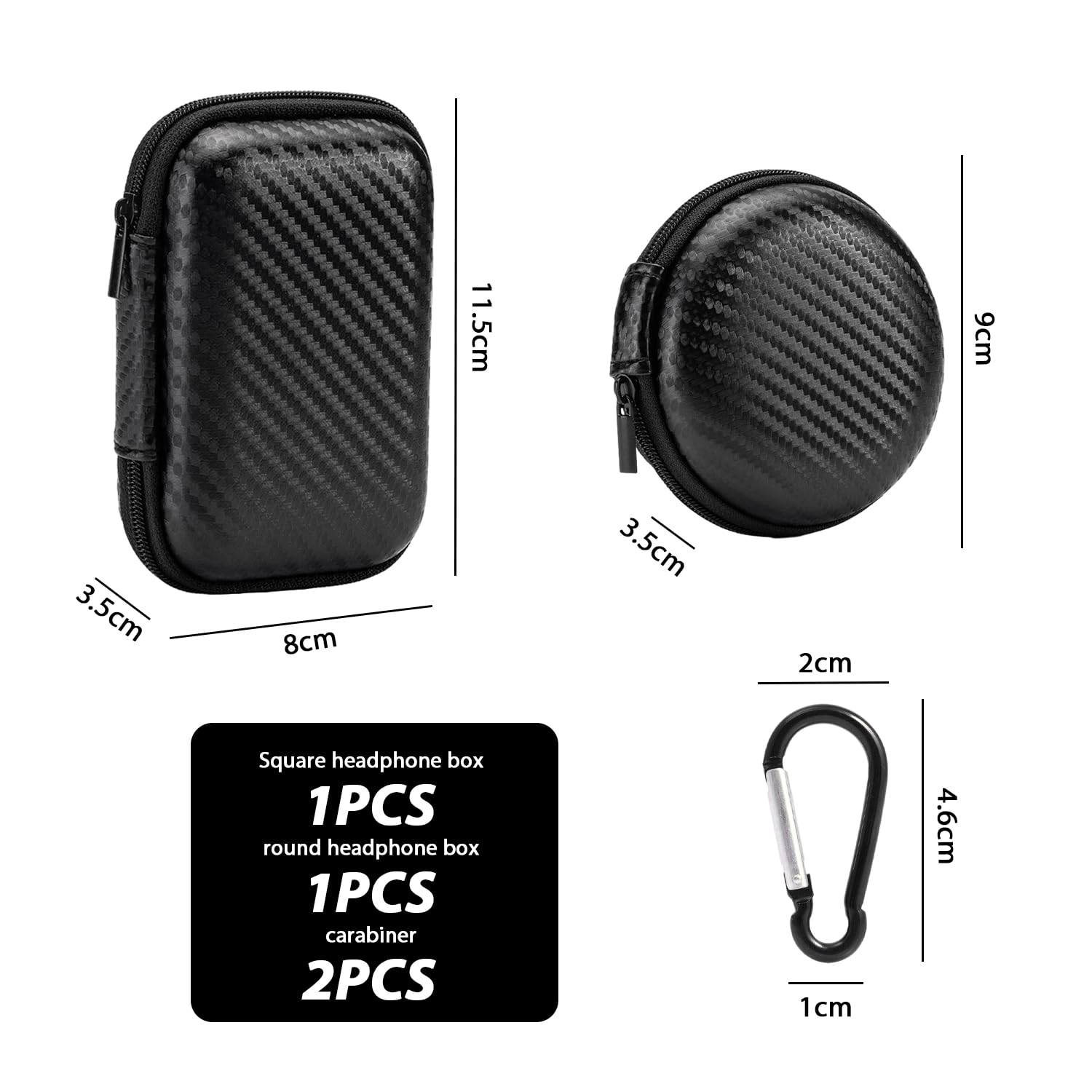 Custodia per cuffie con cavo, custodia per auricolari e cavo dati, custodia trasparente per cuffie portatile, con doppia cerniera per cavo USB, auricolari
