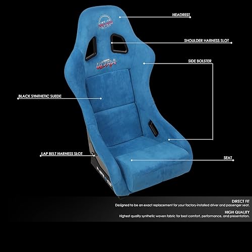 Vista 16 de NRG Innovations NRG-FRP-303RD-ULTRA Asiento universal de carreras con respaldo fijo con adaptadores de montaje lateral para arneses de 6 puntos