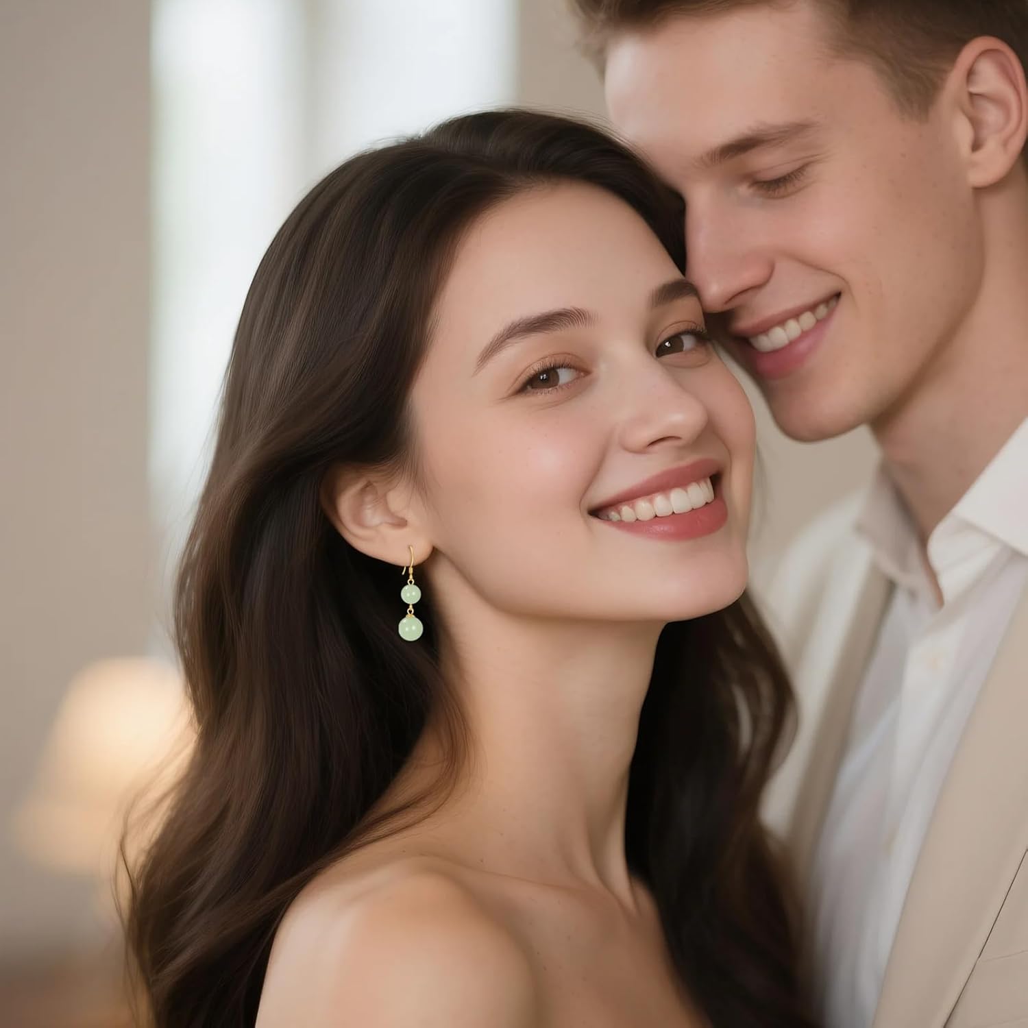 18k Yellow Gold Plated Jade Dangle Earrings 925 Sterling Silver Green Jade Drop Earrings 18kt Gold Over Sterling Chinese Jadestone Jewelry For Women Female Gifts - Image 5