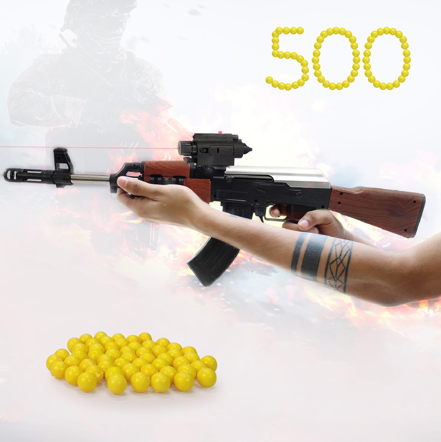 NHR AK47 Toy Gun with Laser Light with 500 Bullets, 24-inch Long Shooting Gun for Kids 8+ Years (Multicolor) (B0BC92HLTC) Amazon Price History, Amazon Price Tracker