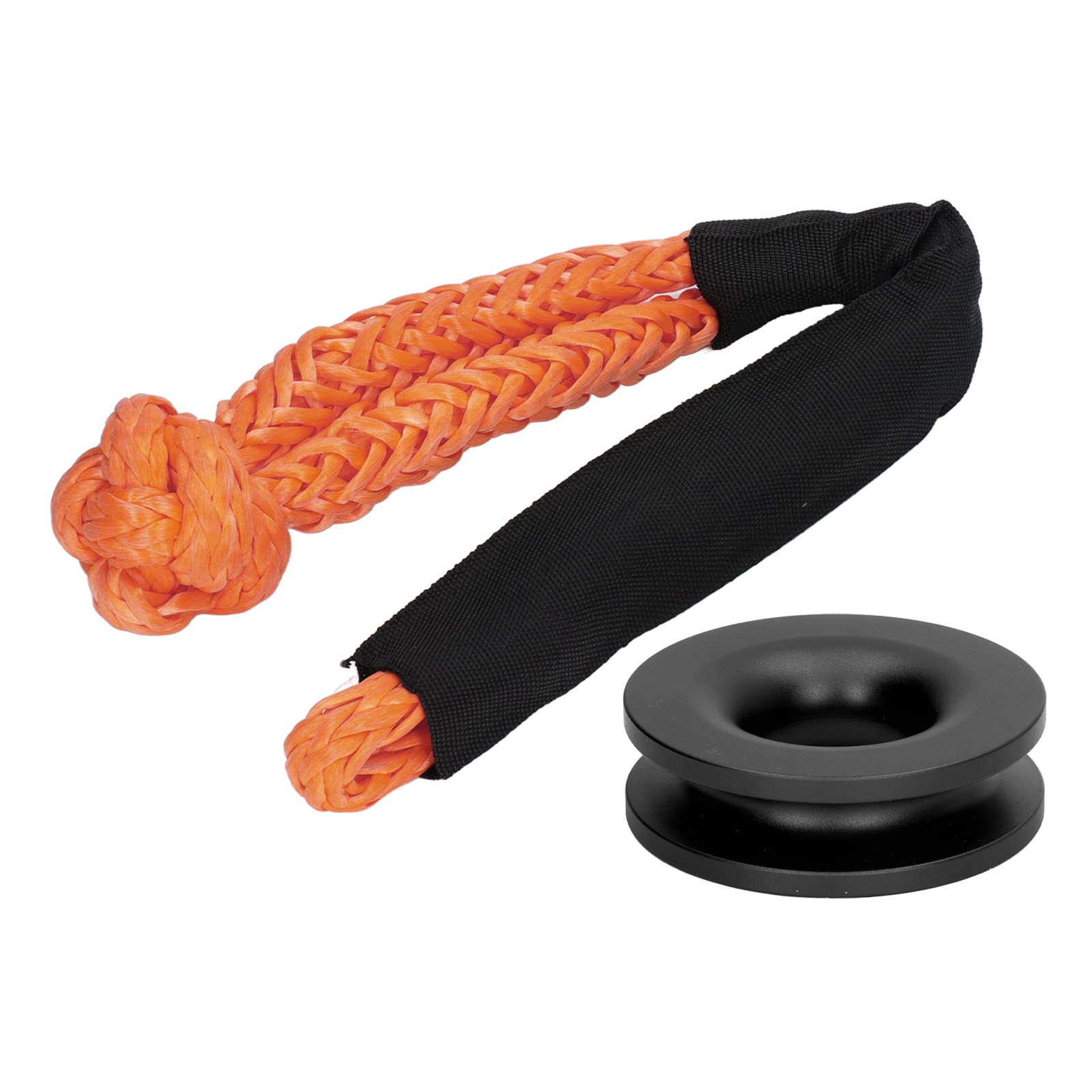 Snatch Recovery Ring, Strap Recovery Kit Recovery Kits Extreme Duty Tow Strap Recovery Kit for Vehicle, Shackles (Black)