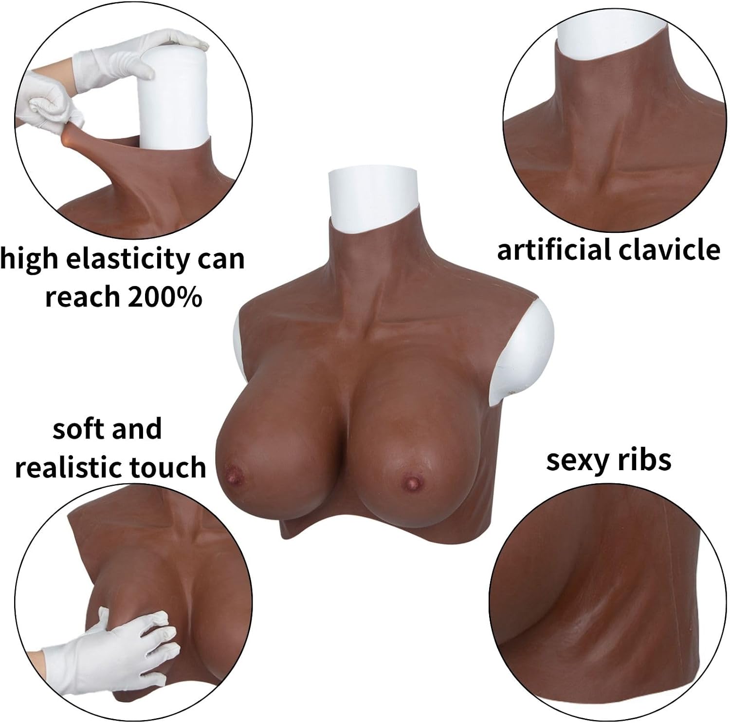 Silicone Breastplate Fake Boobs Fake Breasts C-G Cup Silicone Breast Plates for Crossdressers Cotton Filler
