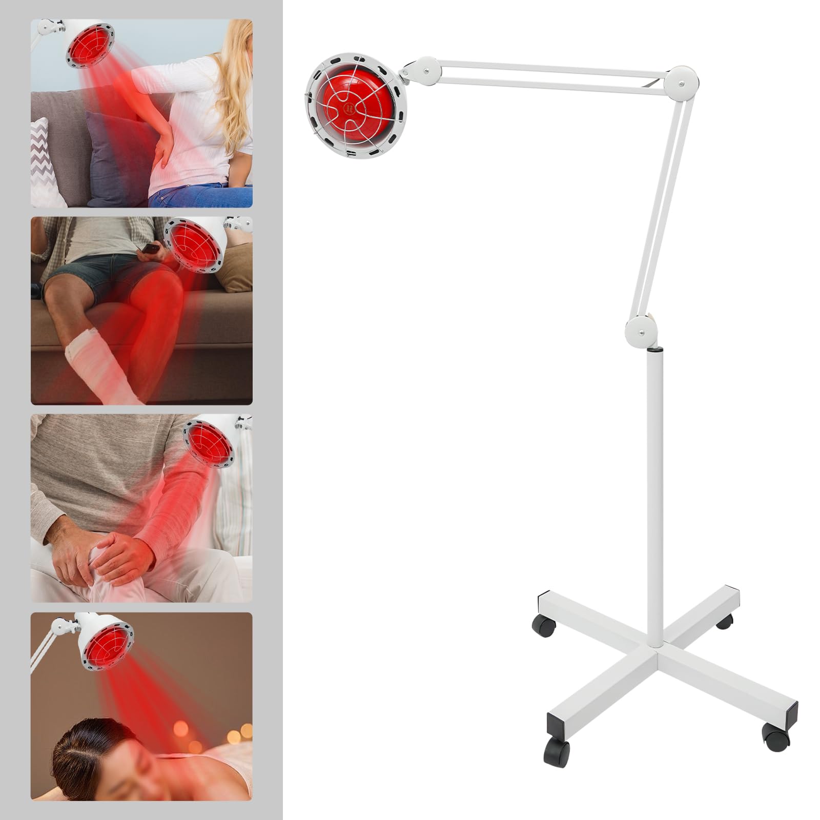 Lampe infrarouge 275 W avec socle - Lampe sur pied - Lampe chauffante infrarouge avec support - Plage de température de 0 à 90 °C - Pour adultes, personnes âgées, sportifs