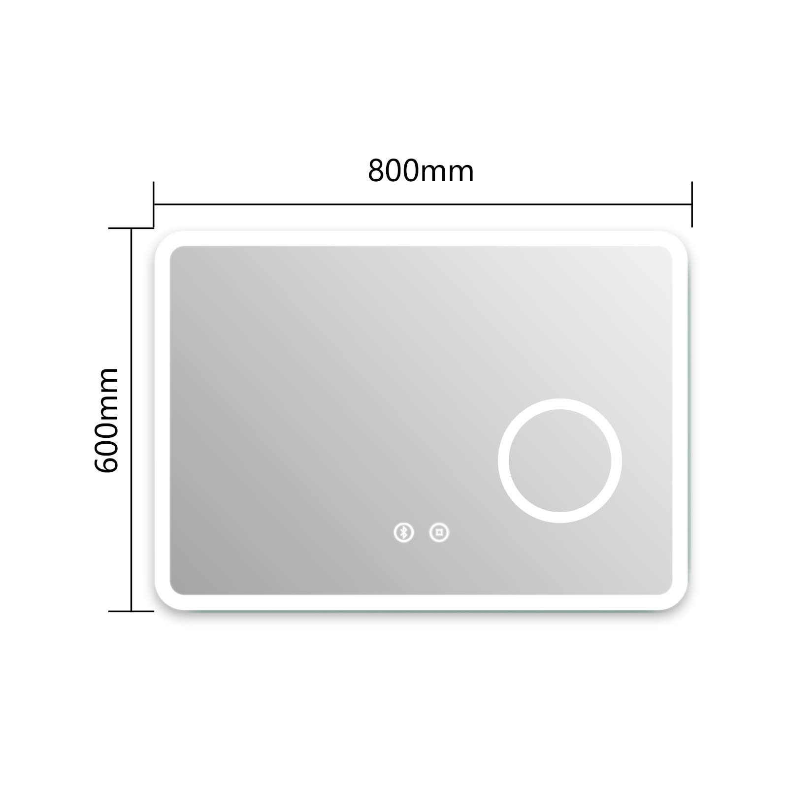 EMKE Backlit Illuminated Bluetooth Bathroom Mirror with Shaver Socket