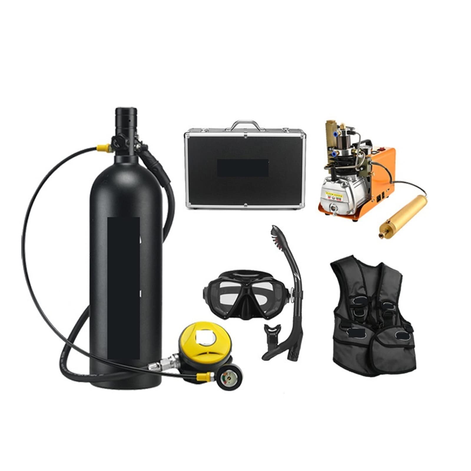 Portable Dive Cylinder, Outdoor Diving Respirator 2L Adult Swimming Oxygen Cylinder Leisure and Entertainment(Nero,E)
