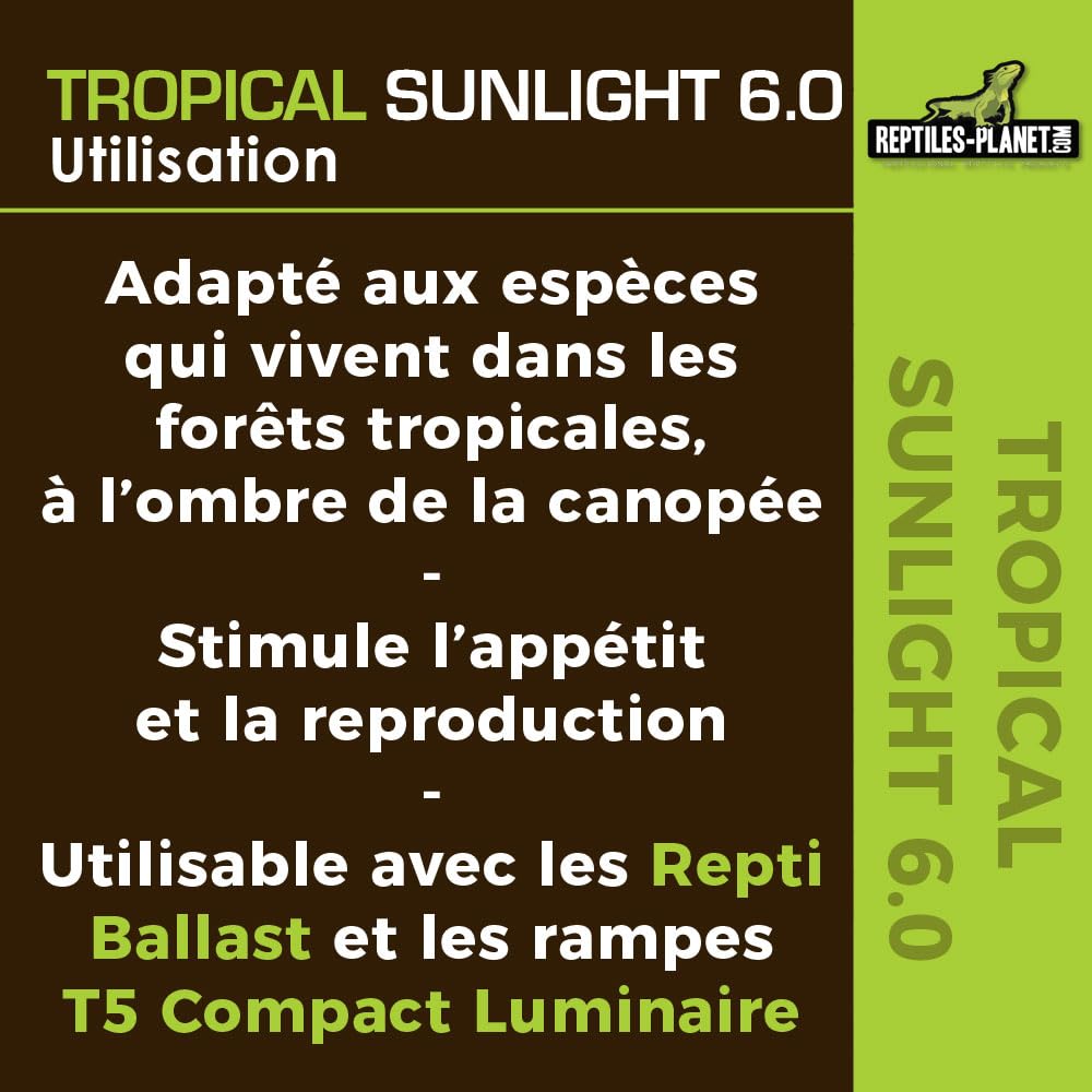 Reptiles Planet T5 UVB 6.0 Tropical Sunlight oświetlenie dla gadów/amfibii, 8 W, długość 29 cm, średnica 16 mm