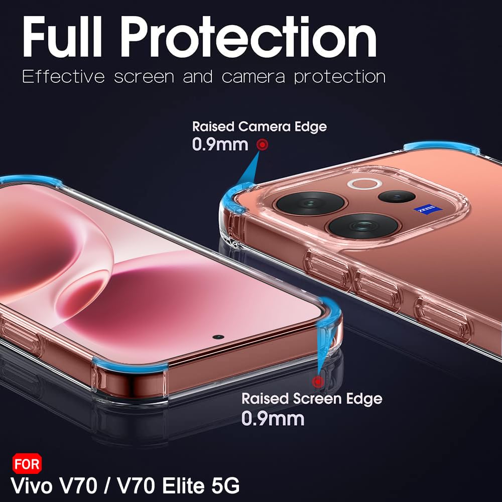 TheGiftKart Crystal Clear Back Cover Case for Vivo V70 / V70 Elite 5G | 360 Degree Protection | Shock Proof Design | Transparent Back Cover Case for Vivo V70 / V70 Elite (PC & TPU, Transparent Bumper) — Amazon image 6